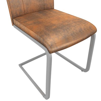vidaXL virtuves krēsli, 4 gab., zamšādas brūna mākslīgā āda