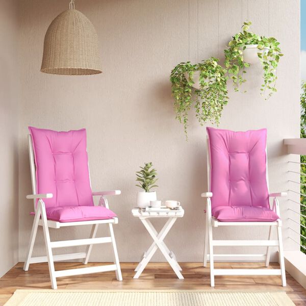vidaXL dārza krēslu spilveni, 2 gab., rozā, 120x50x7 cm, audums