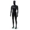 vidaXL vīrie&scaron;u manekens, pilna auguma, stikla pamatne, 185 cm, melns