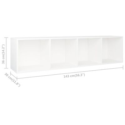 vidaXL grāmatu plaukts, 36x30x143 cm, balts, skaidu plāksne