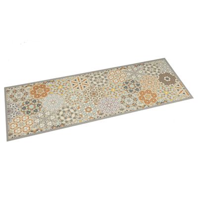 vidaXL virtuves paklājs, mazgājams, sešstūru apdruka, 45x150 cm, samts