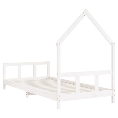 vidaXL bērnu gultas rāmis, balts, 90x190 cm, priedes masīvkoks