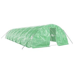 vidaXL siltumnīca ar tērauda rāmi, zaļa, 70 m&sup2;, 14x5x2,3 m