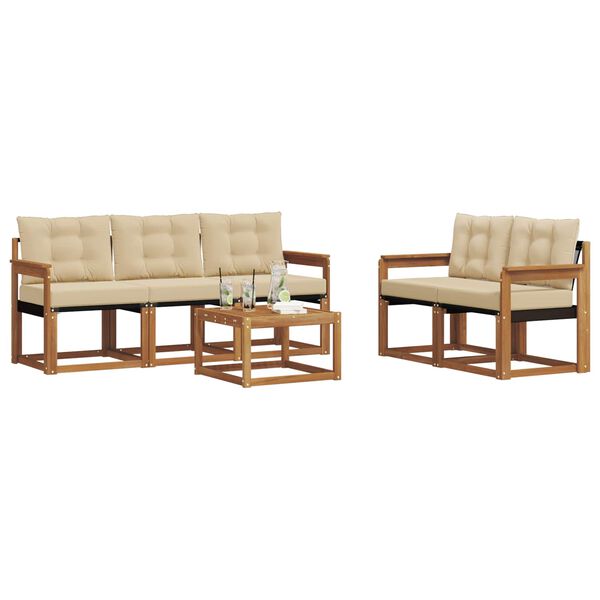 vidaXL Āra dīvānu komplekts ar spilvenu 6 pcs Dabisks un bē&scaron;s