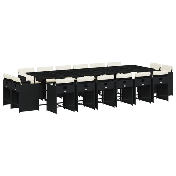 vidaXL 17-daļīgs dārza mēbeļu komplekts ar matračiem, PE rotangpalma