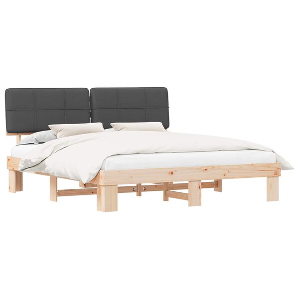 vidaXL Gultas rāmis ar polsterētu galvas balstu Tum&scaron;i pelēks