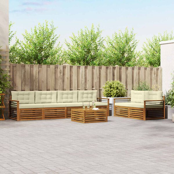 vidaXL Āra dīvānu komplekts ar spilvenu 7 pcs Dabisks un krējuma