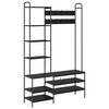 vidaXL Mēteļu stends ar apavu soli Melns ozols 120,5 x 34 x 190 cm