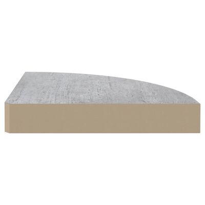 vidaXL stūra sienas plaukts, betona pelēks, 25x25x3,8 cm, MDF
