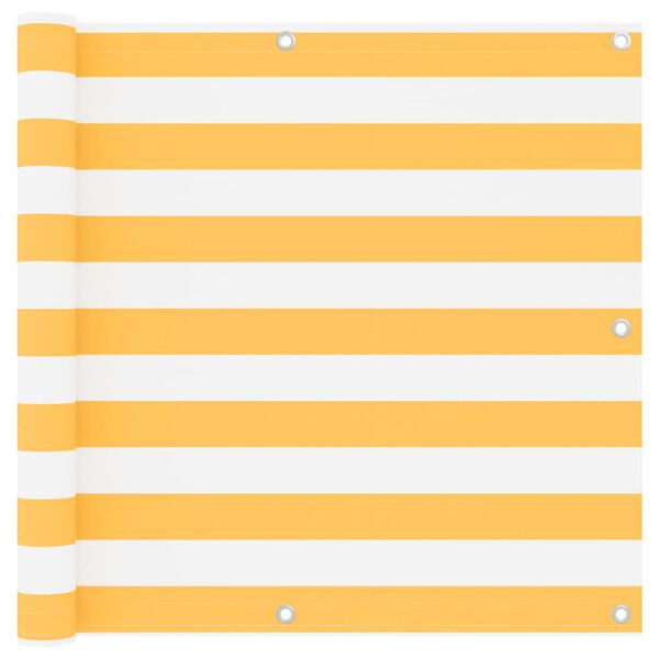 vidaXL balkona aizslietnis, 90x500 cm, balts un dzeltens audums