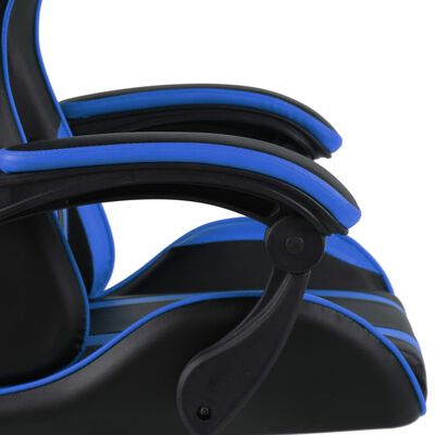 vidaXL biroja krēsls, melna un zila mākslīgā āda