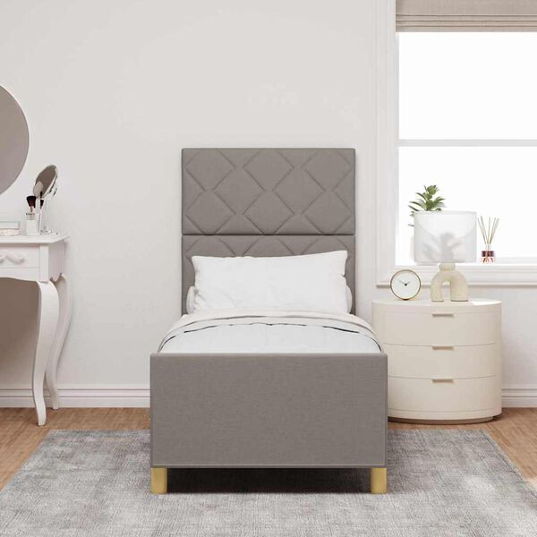 vidaXL Gultas rāmis ar galvas klāju Pelēkbrūna 80 x 200 cm audums