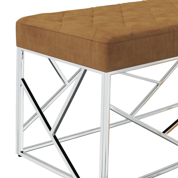 vidaXL sols, 97 cm, brūns samta audums un nerūsējo&scaron;s tērauds