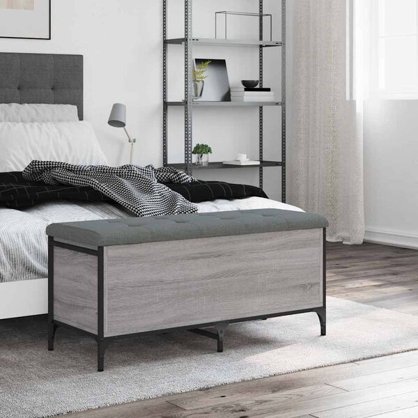 vidaXL uzglabā&scaron;anas sols, pelēks, 102x42x45 cm, inženierijas koks