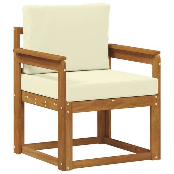 vidaXL Āra dīvāns Cieta akācijas koks un poliesters Dabiska