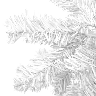 vidaXL izgaismota Ziemassvētku egle ar rotājumiem, balta, L, 240 cm