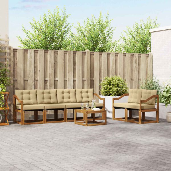 vidaXL Āra dīvānu komplekts ar spilvenu 7 pcs Dabisks un bē&scaron;s