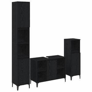 vidaXL Vannas istabas mēbeļu komplekts ar plauktu 3 pcs Melns ozols