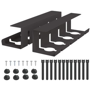 vidaXL Galda kabeļu organizators 2 gab. Melns 43 x 12 x 10 cm Tērauds