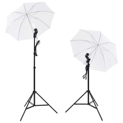 vidaXL fotostudijas komplekts – lampas, lietussargi, foni, reflektori