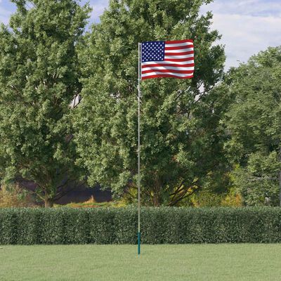 vidaXL ASV karogs un masts, 5,55 m, alumīnijs
