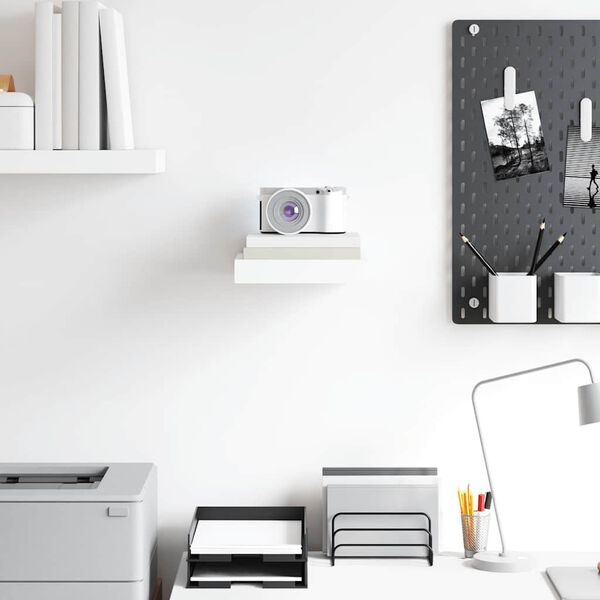 vidaXL sienas plaukts, spīdīgi balts, 23x23,5x3,8 cm, MDF