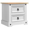 vidaXL Naktsgaldiņ&scaron; Corona Balts 53 x 39 x 47 cm Ciets priedes koks