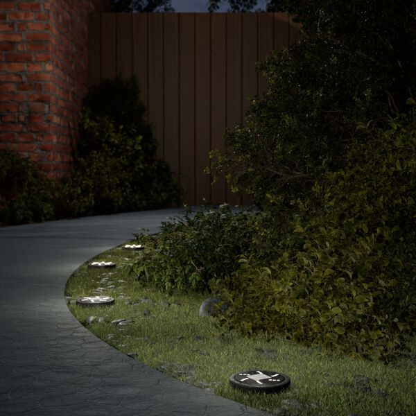 vidaXL solārās zemes gaismas ar zemes tapām, āra 4 gab., silti baltas