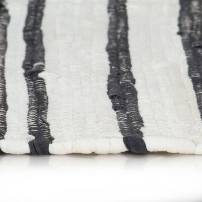 vidaXL Chindi paklājs, pelēkbalts, 120x170 cm, pīts ar rokām, kokvilna