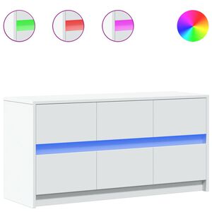 vidaXL TV skapītis ar LED, balts, 100x34x50 cm, inženierijas koks