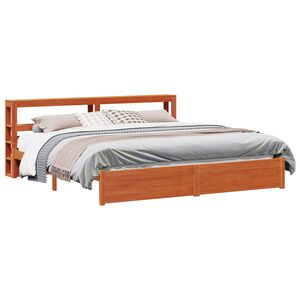 vidaXL Gultas rāmis Vaks brūns 200 x 200 cm Cieta priede