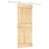 vidaXL Slīdo&scaron;ās durvis Dabisks un balts 80 x 210 cm Cieta priedes koks