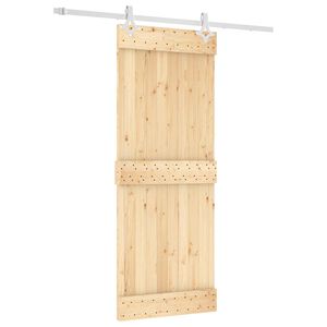 vidaXL Slīdo&scaron;ās durvis Dabisks un balts 80 x 210 cm Cieta priedes koks