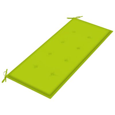 vidaXL dārza sols ar spilgti zaļu matraci, 120 cm, masīvs tīkkoks
