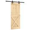 vidaXL Slīdo&scaron;ās durvis Dabiska un melna 80 x 210 cm Cieta priedes koks