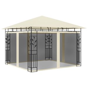 vidaXL dārza nojume ar moskītu tīklu, 3x3x2,73 m, 180 g/m&sup2;, krēmkrāsas