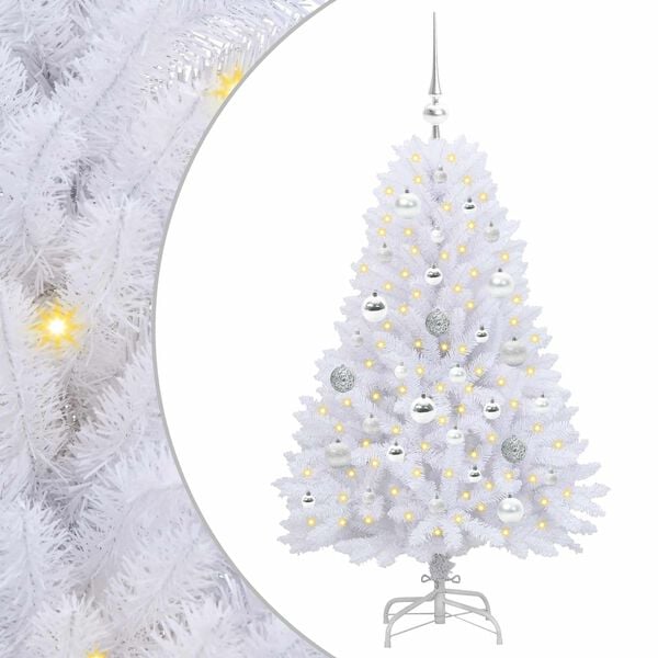 vidaXL Mākslīgā Saliekamā Ziemassvētku Egle su 150 LED Balts 120 cm