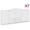 vidaXL arkveida gabiona grozi, 7 gb., 400x50x160/180cm, cinkota dzelzs