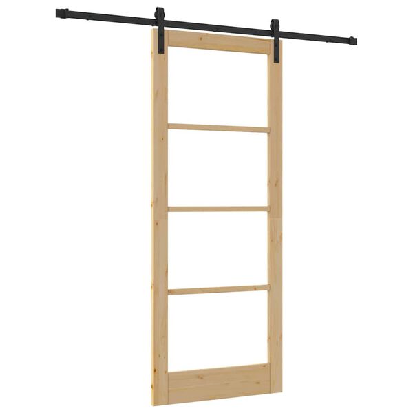 vidaXL Slīdo&scaron;ās durvis ORKDAL Dabīgs un melns 86 x 211 cm