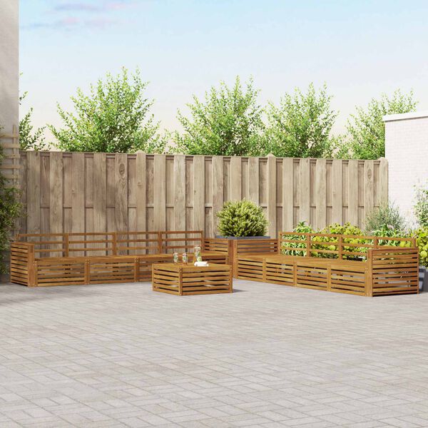 vidaXL Āra dīvānu komplekts 9 pcs Dabiska