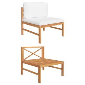 vidaXL vidējais dīvāns ar krēmkrāsas spilveniem, masīvs tīkkoks