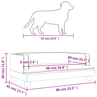 vidaXL gulta suņiem, brūna, 80x45x30 cm, samts