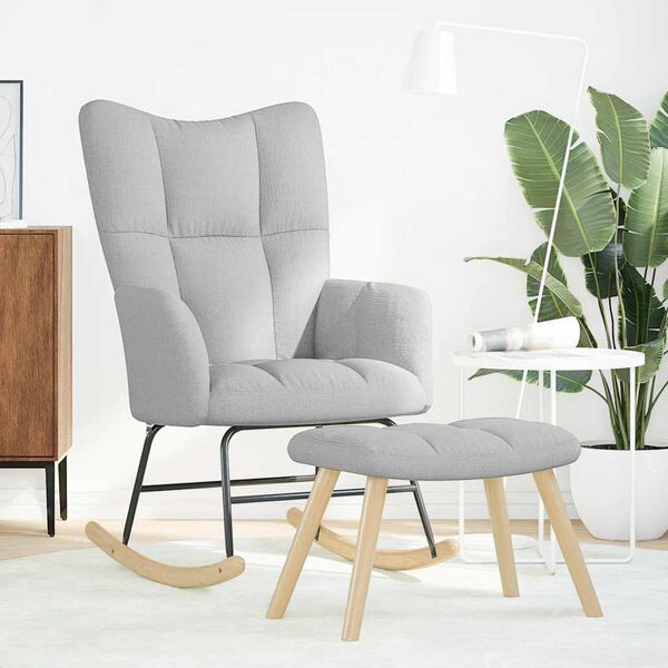 vidaXL &scaron;ūpuļkrēsls ar Footstool Cloud Grey audumu