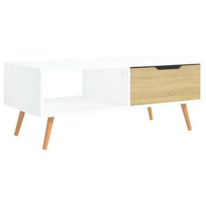 vidaXL kafijas galdiņ&scaron;, balts, ozolkoka, 100x49,5x43 cm