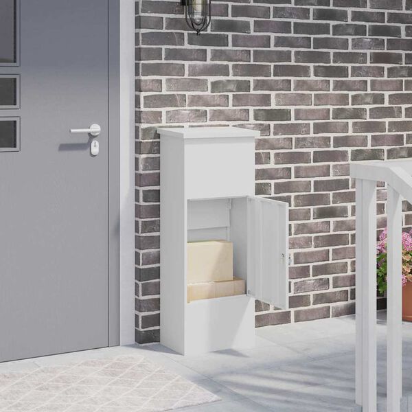 vidaXL Paku nodo&scaron;anas kaste Balts 44.5 x 29 x 110.5 cm Tērauds