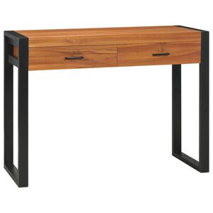 vidaXL rakstāmgalds ar 2 atvilktnēm, 100x40x75 cm, tīkkoks