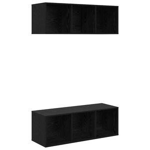 vidaXL TV skapī&scaron;u komplekts 2 pcs Melns ozolkoks 37 x 37 x 107 cm