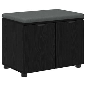 vidaXL Zāles sols ar spilvenu ar plauktu Melnais Ozols 60 x 38 x 46 cm