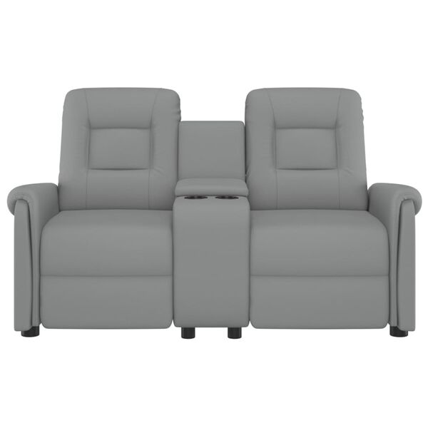 vidaXL divvietīgs masāžas krēsls ar glāžu turētāju, pelēks