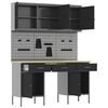 vidaXL Darba skapis ar slēdzeni 10 pcs Melna Inženieru koks un tērauds